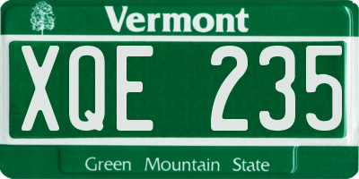 VT license plate XQE235