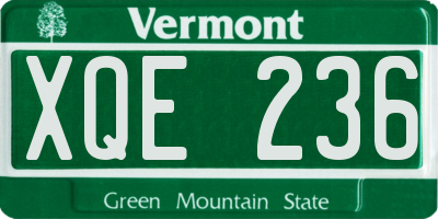 VT license plate XQE236