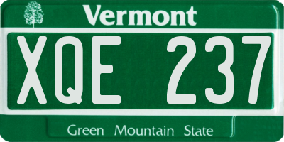 VT license plate XQE237