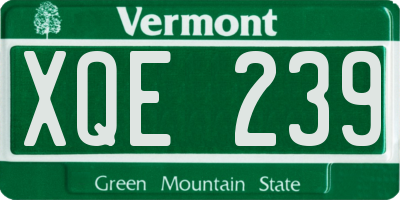VT license plate XQE239