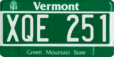 VT license plate XQE251