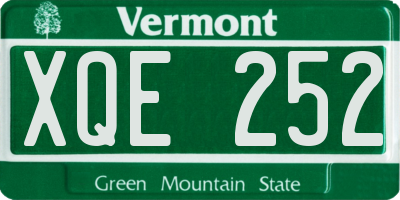 VT license plate XQE252