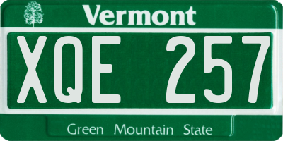 VT license plate XQE257