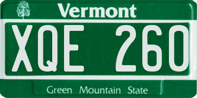 VT license plate XQE260