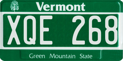 VT license plate XQE268