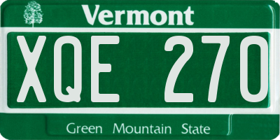 VT license plate XQE270