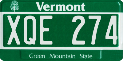 VT license plate XQE274