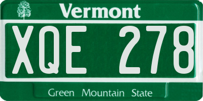 VT license plate XQE278