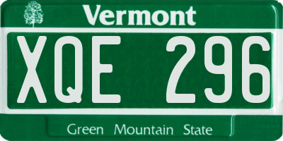VT license plate XQE296