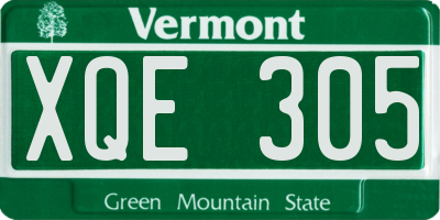 VT license plate XQE305