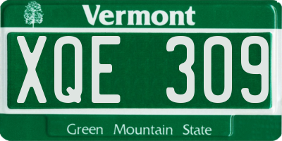 VT license plate XQE309