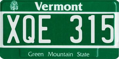 VT license plate XQE315