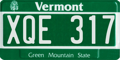 VT license plate XQE317