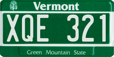 VT license plate XQE321
