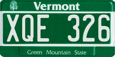 VT license plate XQE326