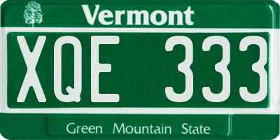 VT license plate XQE333