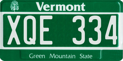 VT license plate XQE334