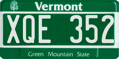VT license plate XQE352