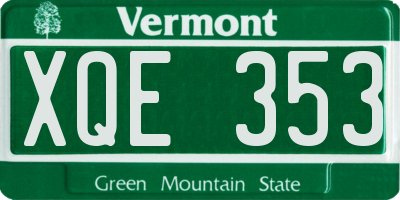 VT license plate XQE353