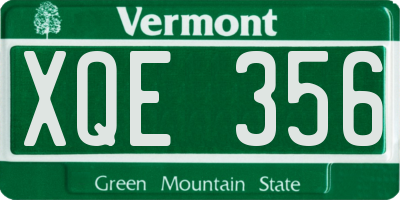 VT license plate XQE356