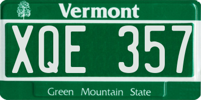 VT license plate XQE357