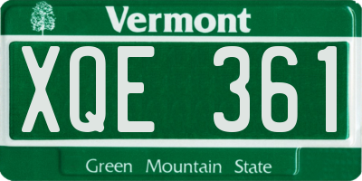 VT license plate XQE361