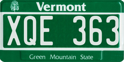 VT license plate XQE363