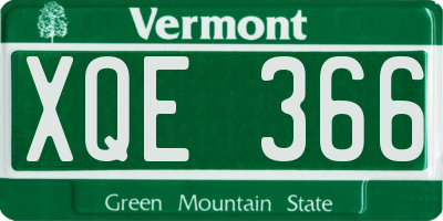 VT license plate XQE366