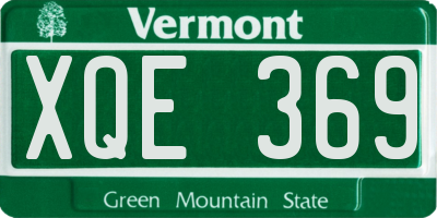 VT license plate XQE369