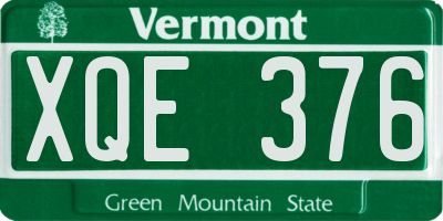 VT license plate XQE376