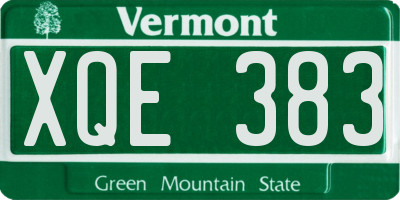 VT license plate XQE383