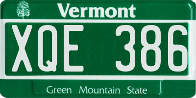 VT license plate XQE386