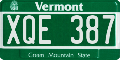 VT license plate XQE387