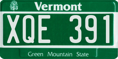 VT license plate XQE391