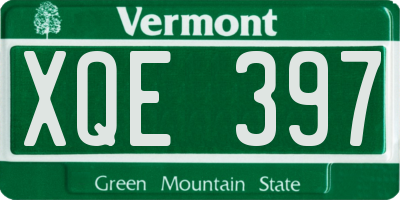 VT license plate XQE397