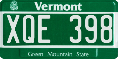 VT license plate XQE398