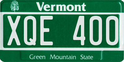 VT license plate XQE400