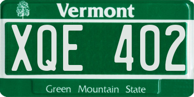 VT license plate XQE402