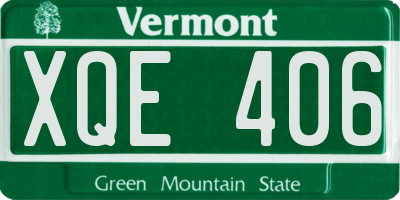 VT license plate XQE406