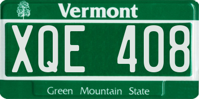 VT license plate XQE408