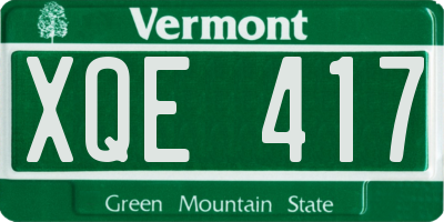 VT license plate XQE417