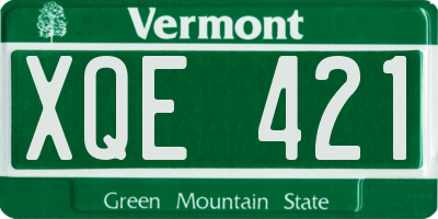 VT license plate XQE421