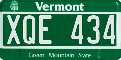 VT license plate XQE434
