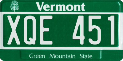 VT license plate XQE451