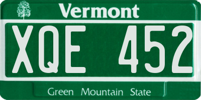 VT license plate XQE452