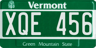 VT license plate XQE456