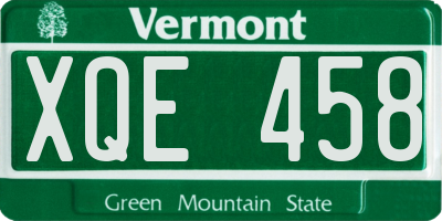 VT license plate XQE458
