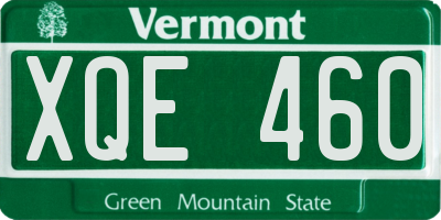 VT license plate XQE460