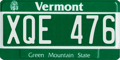 VT license plate XQE476