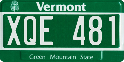 VT license plate XQE481